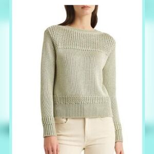 Ralph Lauren Boatneck Sage Green Cotton Viscose Knit Sweater Medium